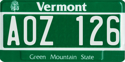 VT license plate AOZ126
