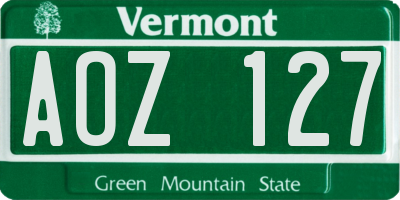 VT license plate AOZ127