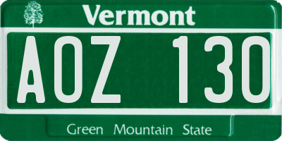 VT license plate AOZ130