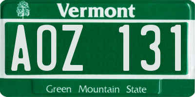 VT license plate AOZ131