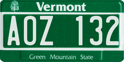 VT license plate AOZ132