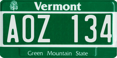 VT license plate AOZ134