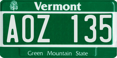 VT license plate AOZ135