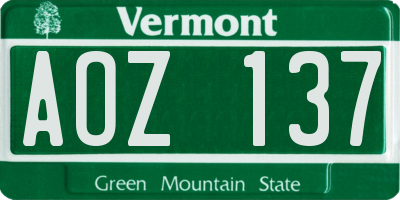 VT license plate AOZ137