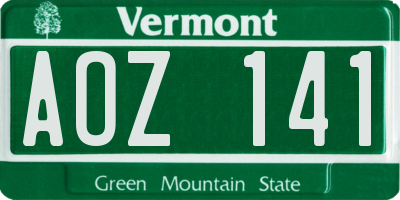 VT license plate AOZ141