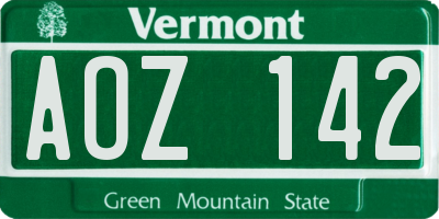VT license plate AOZ142