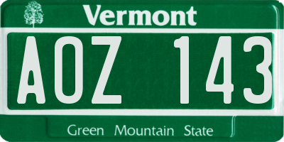 VT license plate AOZ143