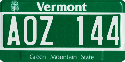 VT license plate AOZ144