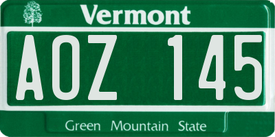 VT license plate AOZ145