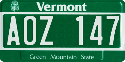 VT license plate AOZ147