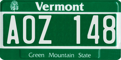 VT license plate AOZ148