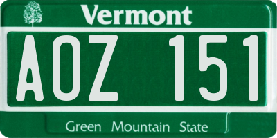 VT license plate AOZ151