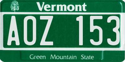 VT license plate AOZ153