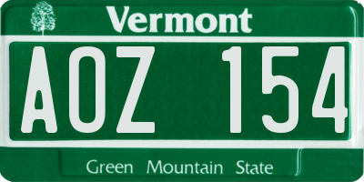 VT license plate AOZ154
