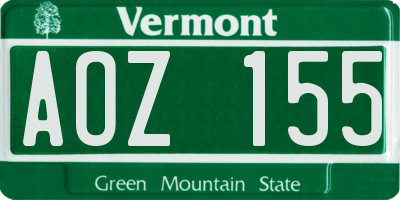 VT license plate AOZ155