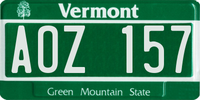 VT license plate AOZ157