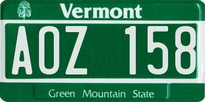 VT license plate AOZ158