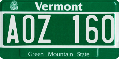 VT license plate AOZ160