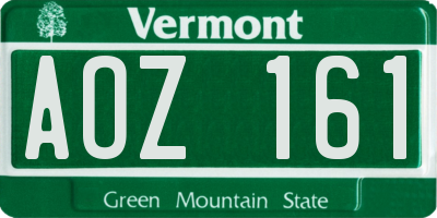 VT license plate AOZ161