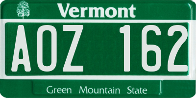 VT license plate AOZ162