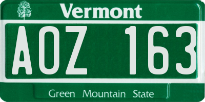 VT license plate AOZ163