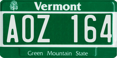VT license plate AOZ164