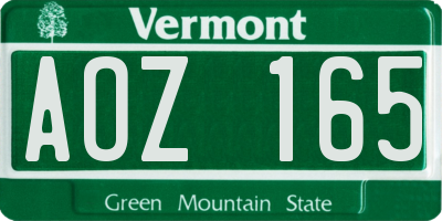 VT license plate AOZ165