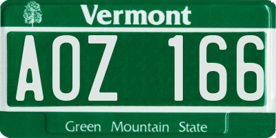 VT license plate AOZ166