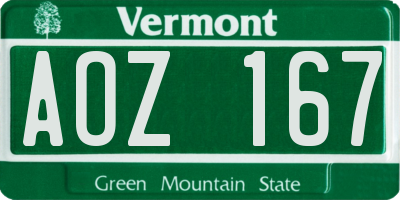VT license plate AOZ167