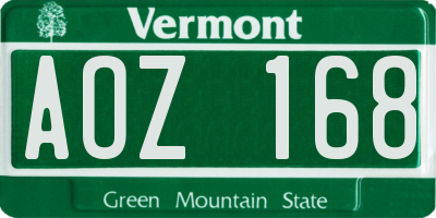 VT license plate AOZ168