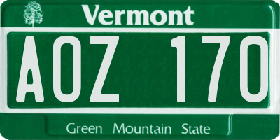 VT license plate AOZ170