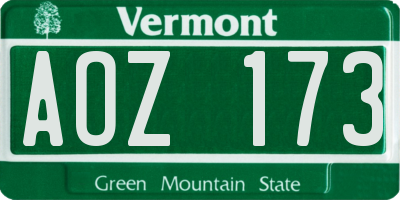 VT license plate AOZ173