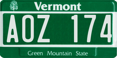 VT license plate AOZ174