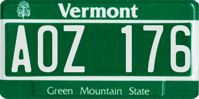 VT license plate AOZ176