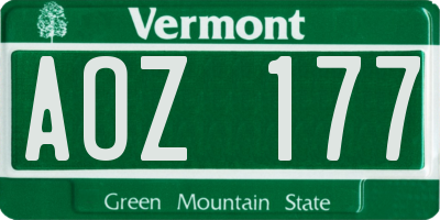 VT license plate AOZ177