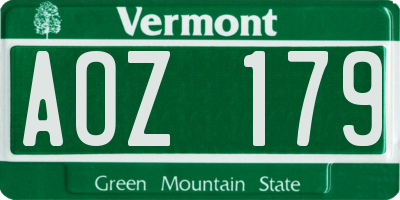 VT license plate AOZ179