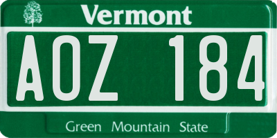 VT license plate AOZ184