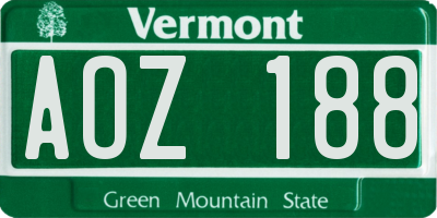 VT license plate AOZ188