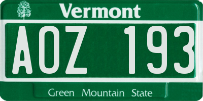 VT license plate AOZ193