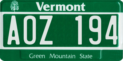 VT license plate AOZ194
