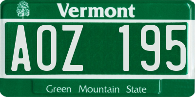 VT license plate AOZ195
