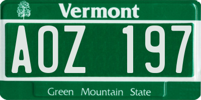 VT license plate AOZ197