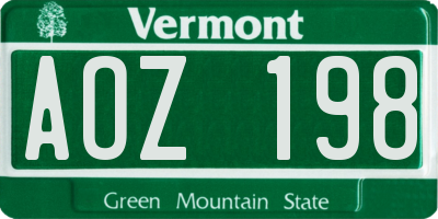 VT license plate AOZ198