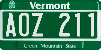 VT license plate AOZ211
