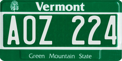 VT license plate AOZ224