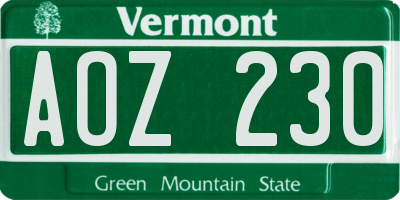 VT license plate AOZ230