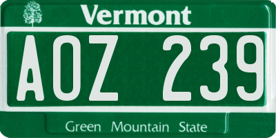 VT license plate AOZ239