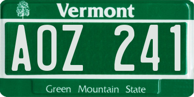 VT license plate AOZ241