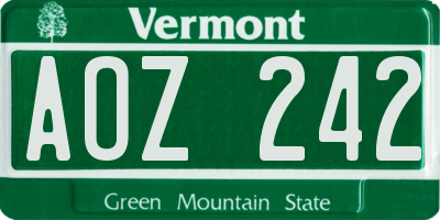 VT license plate AOZ242