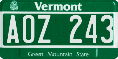 VT license plate AOZ243